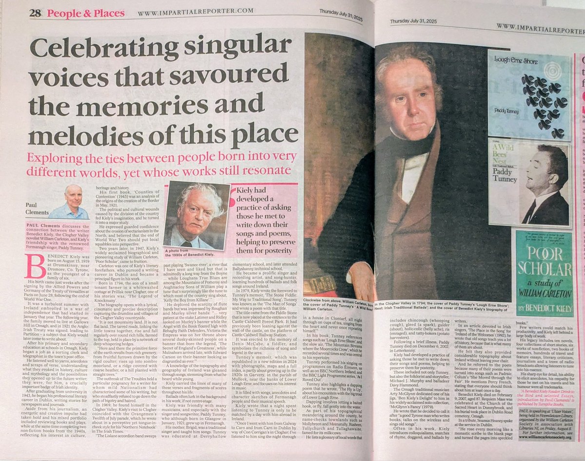 WilliamCarleton's tweet photo. Thank you to our local papers for previewing our Ulster Voices event in Fivemiletown library on Friday 8th August at 10:00am with tea/coffee on arrival and free admission to the talks. Support your local press!
Email us to reserve a seat. @tyrone_con @impartialrep @theNSMonaghan https://t.co/DtkFnkhwMK