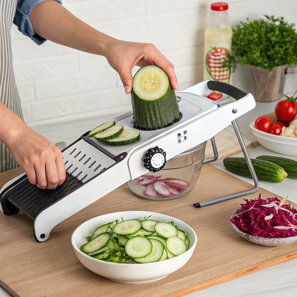 gourmetkitchngr's tweet image. 🥒 Skip the slicing struggle. Our adjustable mandoline slicer gets cucumbers, radishes, and more ready for fresh salads in seconds.

gourmetkitchengear.com

#SaladPrep #TimeSavingTools #KitchenGear #SummerCooking #GourmetKitchenGear