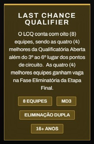 tenho uma vaga pra jogar o lcq, requisitos:

✅nao querer treinar
✅jogar serio
✅dar a vida contra pro player
✅ter mais de 16 anos