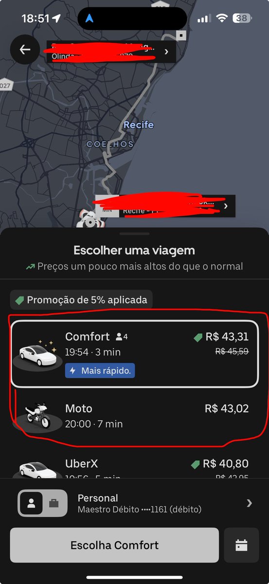 Marcel_conde1's tweet photo. @Uber_Brasil a forma que vocês precificam as corridas não faz o menor sentido.

Moto que eu sempre pago 17,00 custando o valor de carro, qual a lógica? https://t.co/IJHhGWIXSF