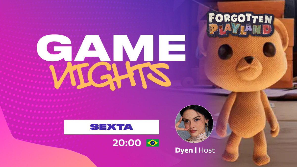 Game Night com a <a href="/DyenffnyM/">REDyen</a> no <a href="/ForgotPlayland/">Forgotten Playland</a> 🧸

Bora, vem conferir as novidades!

Agora os tokens dentro do jogo tem utilidade 👀

Hoje ás, 20h na nossa comunidade 🌊👇