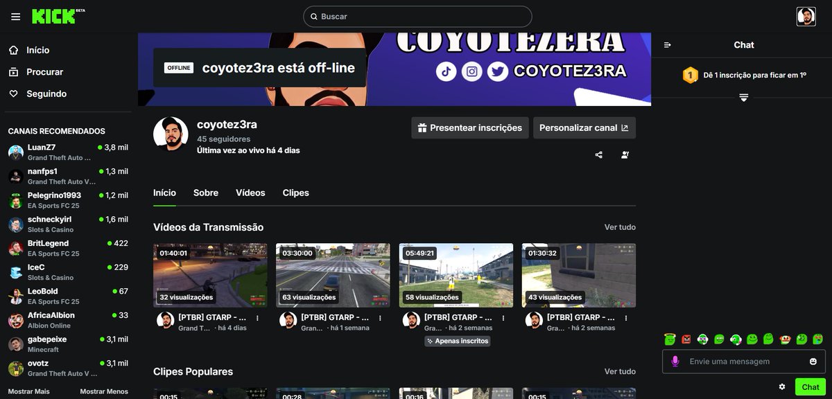 coyotez3ra's tweet image. 🎥 Lives agora vão ser na Kick!
Quem puder colar lá e dar aquela moral, tamo junto! 💚
👉 kick.com/coyotez3ra
#LiveNaKick #KickStream #TamoJunto #VemPraLive  #kick #cdanjos #GTARP