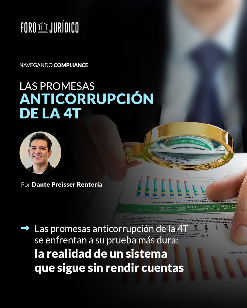 💥NAVEGANDO COMPLIANCE💥
✨Estrenamos columna en colaboración con World Compliance Association cap Mx

💥 En la 1er entrega:
"Las promesas anticorrupción de la 4T se enfrentan a su prueba más dura: la realidad."
Un texto de <a href="/DantePreisser/">Dante Preisser</a> 

📰Lee aquí forojuridico.mx/las-promesas-a…