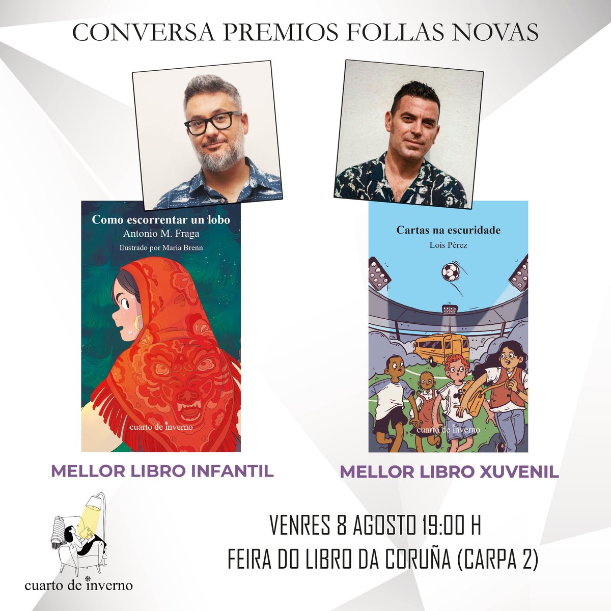 O venres 8, planazo na Feira do Libro da Coruña

#ComoEscorrentarUnLobo #CartasNaEscuridade #PremiosFollasNovas