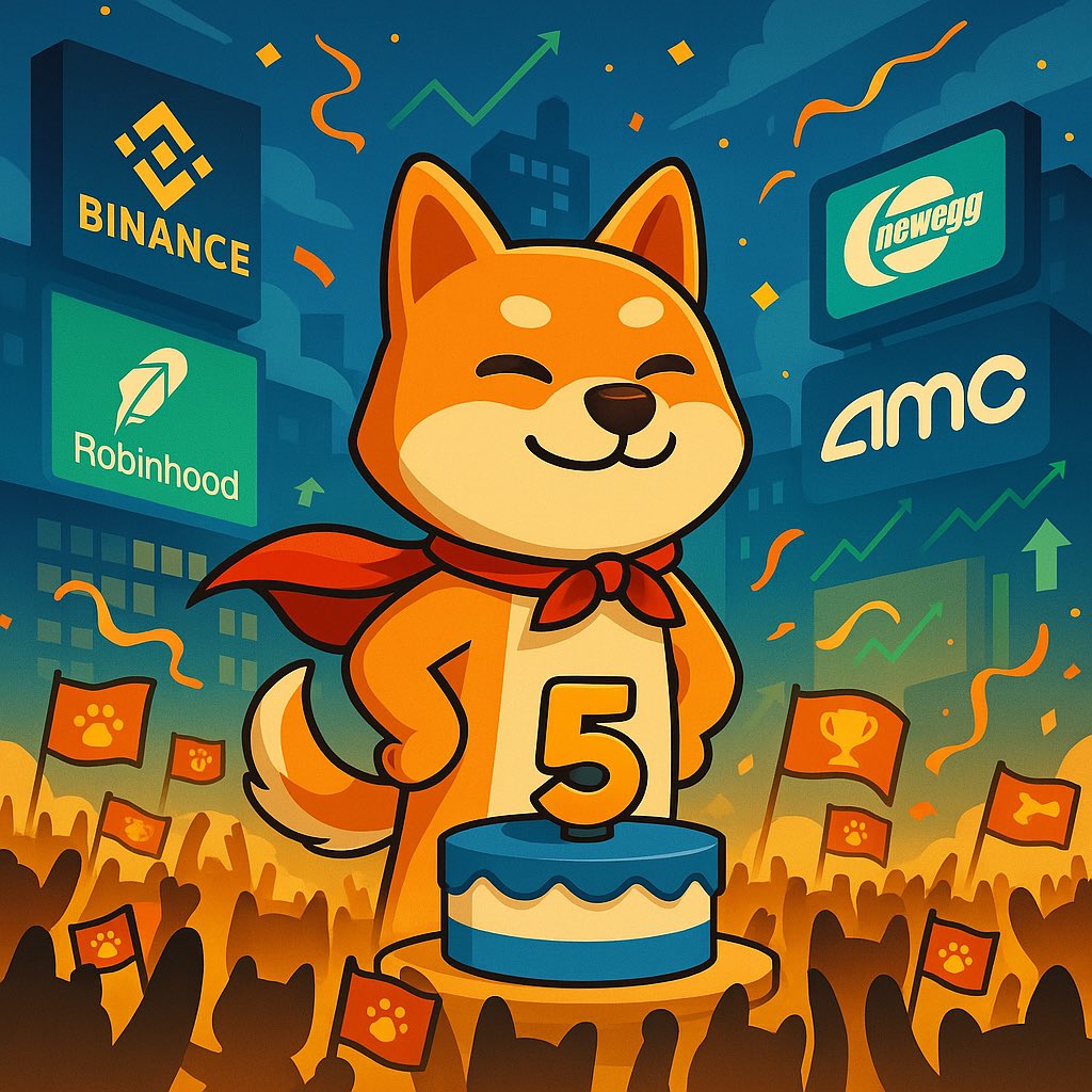 4/5 — Mainstream & Momentum 🐾 SHIB went mainstream — listed on Binance  (May 2021) Coinbase (September 2021) and Robinhood (Apr 2022), and accepted  by retailers like Newegg & AMC for payments.