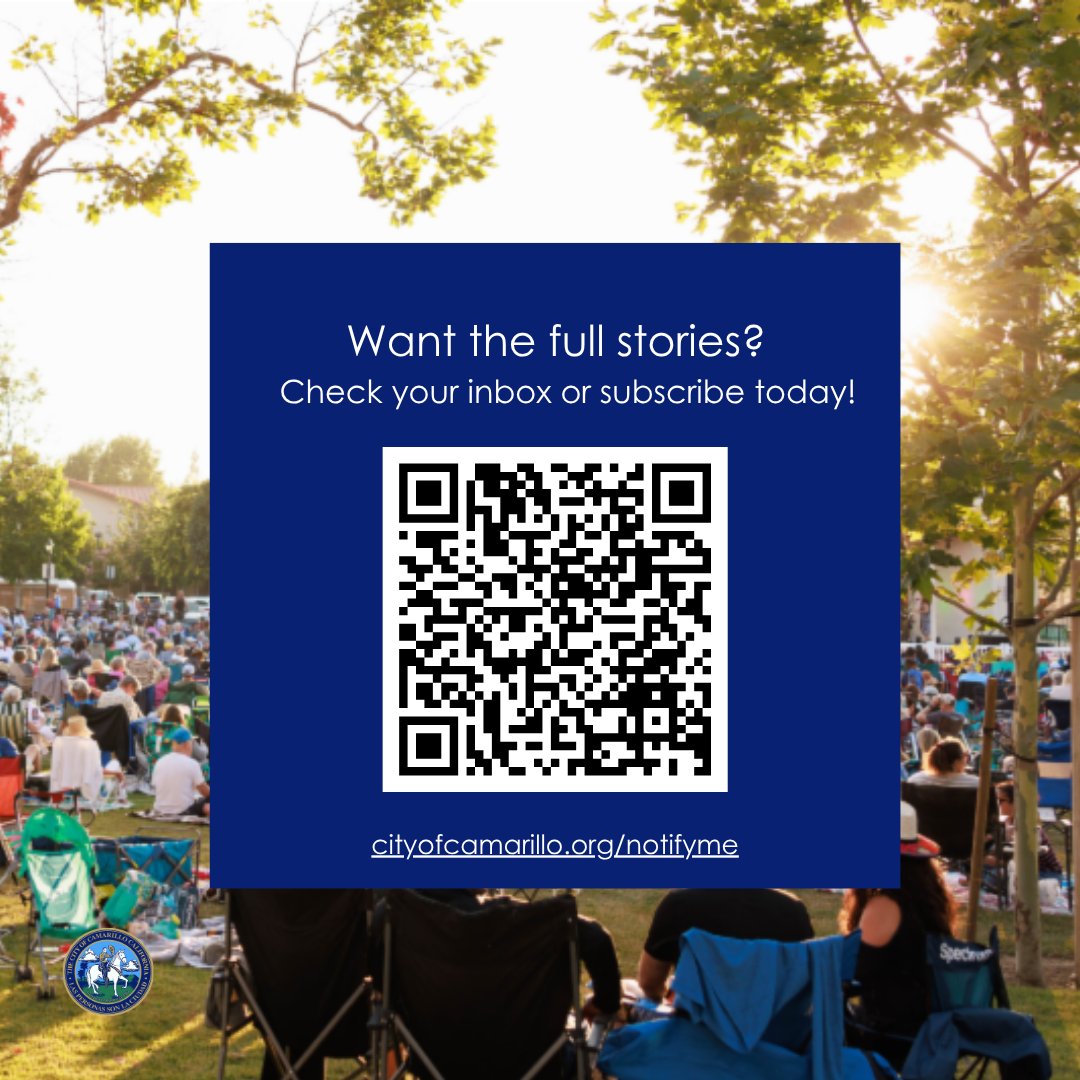 August brings new energy and events to Camarillo! Check your inbox or scan the QR code to subscribe and stay in the loop.

View this month's issue: ow.ly/kQt750WyV8f