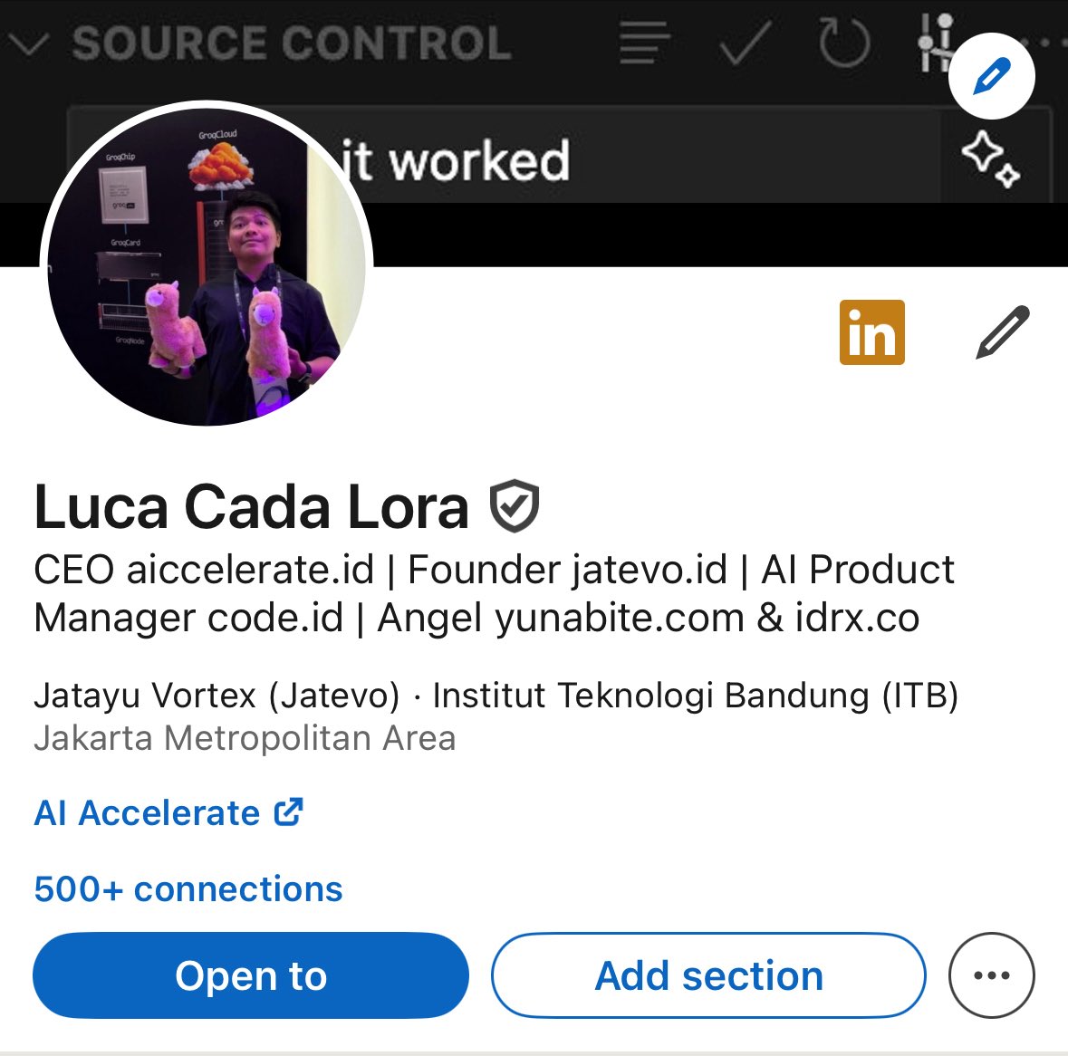 Connect with $JTVO founder on LinkedIn,

Aiccelerate.id is the legal company name of $JTVO, we have office in Jakarta and we have plenty of partners around APAC.

We are invested/angel yunabite.com and <a href="/idrx_co/">IDRX Stablecoin</a> using <a href="/believeapp/">Believe</a> fees last month to broaden our