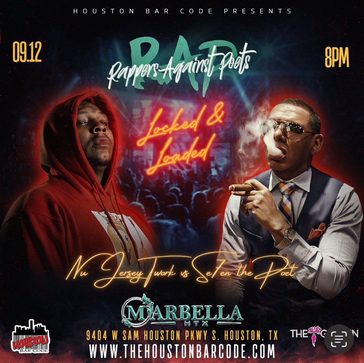 HoustonBarCode (@houstonbarcode) on Twitter photo This is BARS in it’s purest form! <a href="/NUJERZEYTWORK/">NEW JEROOZ</a> vs @se7enthepoet at the one & only #RAP Rappers Against Poets: Locked & Loaded September 12 !!! tix available at TheHoustonBarCode.com ⬅️⬅️ @rappersagainstpoets @houstonbarcode This is BARS in it’s purest form! <a href="/NUJERZEYTWORK/">NEW JEROOZ</a> vs @se7enthepoet at the one & only #RAP Rappers Against Poets: Locked & Loaded September 12 !!! tix available at TheHoustonBarCode.com ⬅️⬅️ @rappersagainstpoets @houstonbarcode