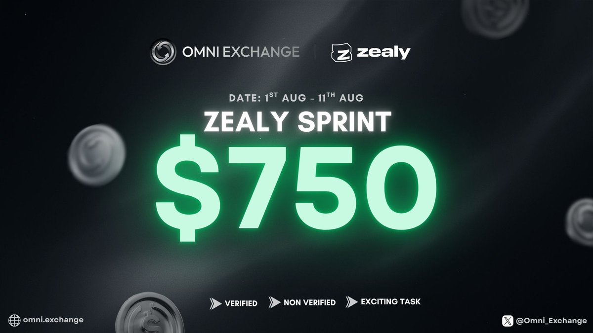 Omni_Exchange's tweet image. Omni @zealy_io Sprint starts NOW🚨

🗓️Aug 1 @ 8PM EST → Aug 11 @ 8PM EST

💰Total Prize Pool: $750

Grind the quests. Climb the ranks. Winners announced at the end. Let’s see who takes it home🏆

1/4🧵Details Below👇