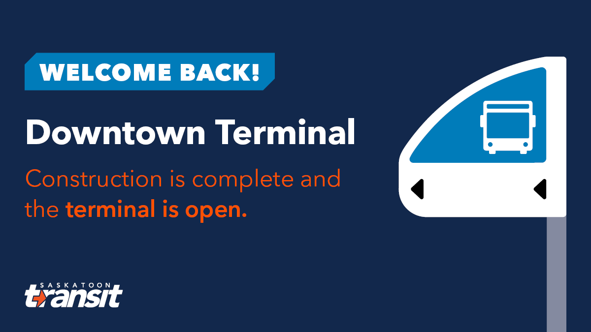 City of Saskatoon (@cityofsaskatoon) on Twitter photo What a ride! ✔️<a href="/stoontransit/">Saskatoon Transit</a>’s downtown terminal re-opened in the afternoon on Friday, August 1. Thank you for riding it out with us! 🚌 You’ve been patient, flexible and fantastic during these past four weeks of construction. brnw.ch/21wUBOh What a ride! ✔️<a href="/stoontransit/">Saskatoon Transit</a>’s downtown terminal re-opened in the afternoon on Friday, August 1. Thank you for riding it out with us! 🚌 You’ve been patient, flexible and fantastic during these past four weeks of construction. brnw.ch/21wUBOh