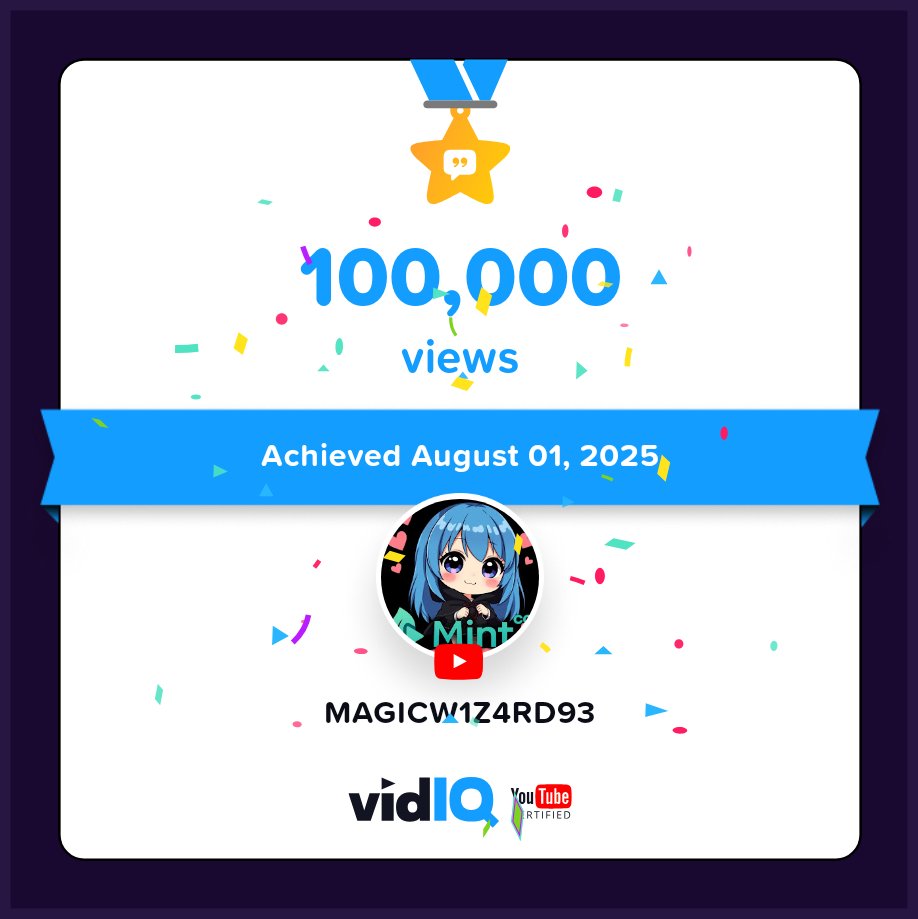 🏆 My YouTube channel achieved 100,000 views on 1st August 2025! Track and celebrate your own success today for free with <a href="/vidIQ/">vidIQ</a> vidiq.com/certificates/T…