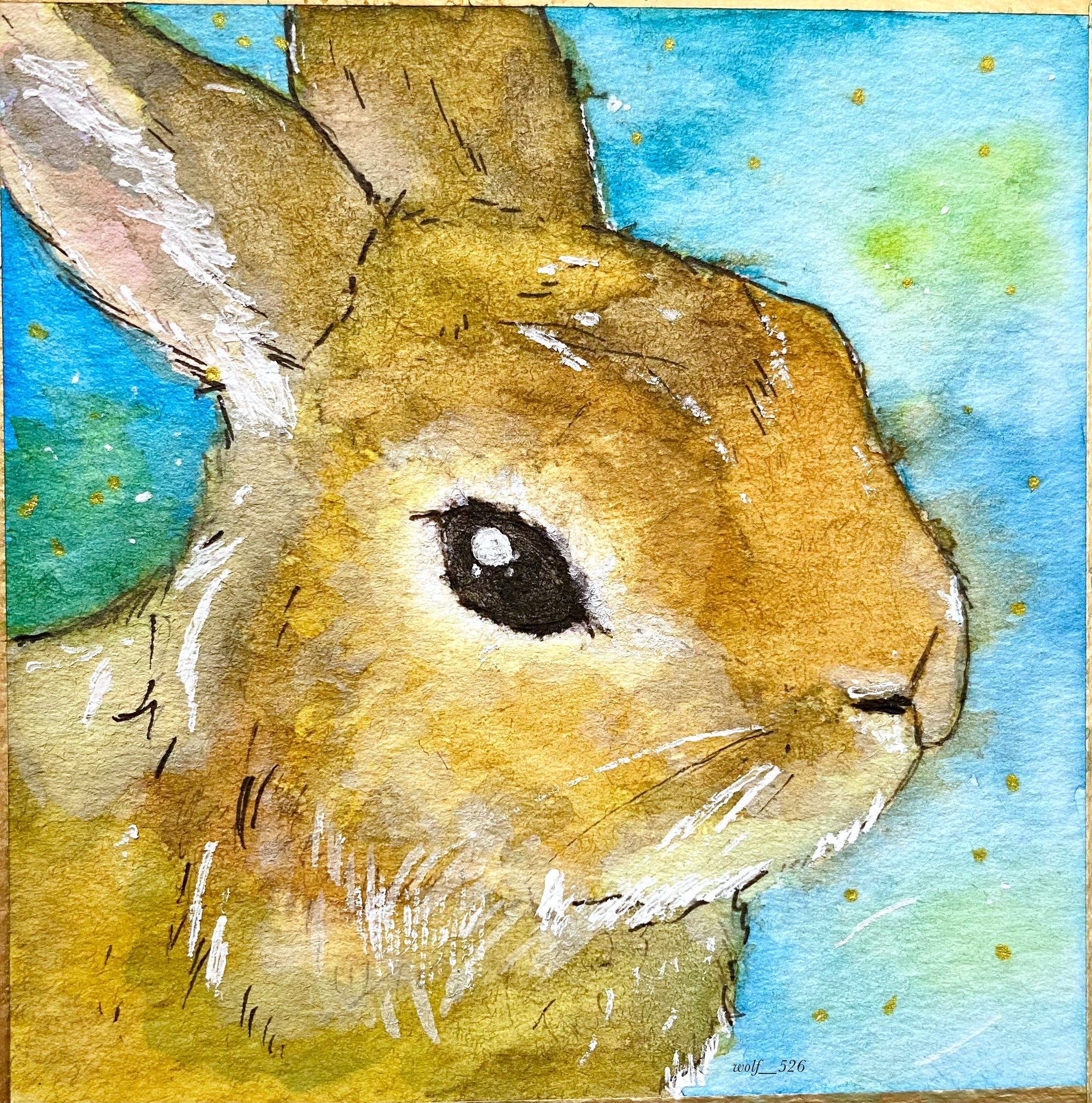 水彩画 原画 うさぎの接吻 fb0d271433947170a3c725f7b46b96