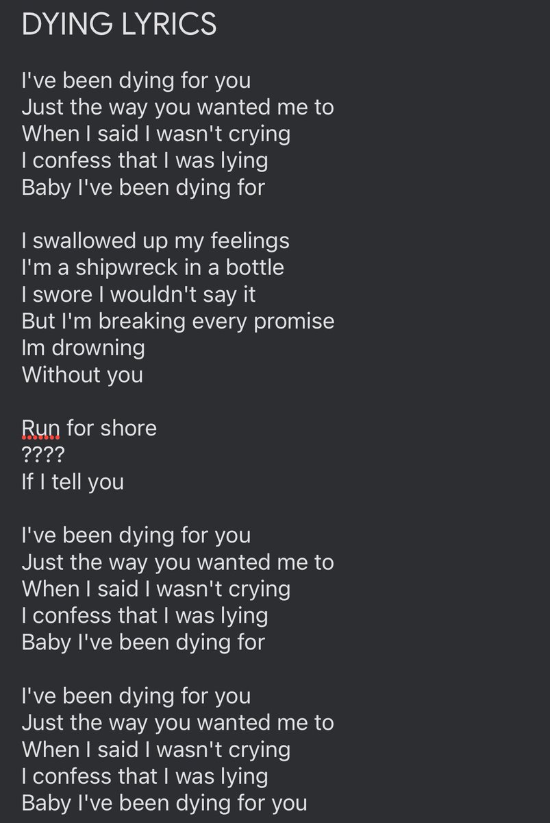 mermaidmarr's tweet photo. Okay this is what I got from the lyrics: https://t.co/5WMXBoaKnm