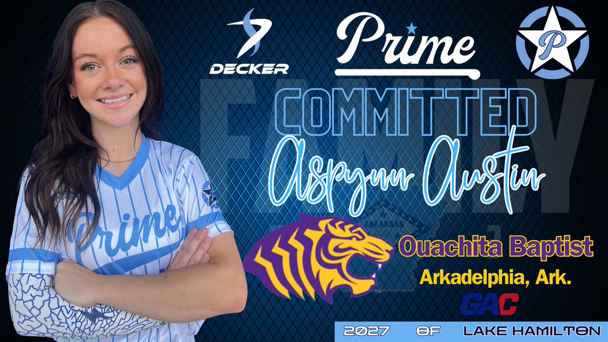 ARPrimeSB (@ar_prime_sb) on Twitter photo Big S/O to Prime 2027 <a href="/aspynn2027/">@aspynnsoftball2027</a> for her commitment today to <a href="/OuachitaSB/">Ouachita Softball</a> & <a href="/FullCountjj/">jeff jackson</a>. She has been w/ the #PrimeArmy for years and made her bones on some of our best teams. She is a plus athlete who can hit, run, and throw and is an absolute kamikazee in the OF - walls Big S/O to Prime 2027 <a href="/aspynn2027/">@aspynnsoftball2027</a> for her commitment today to <a href="/OuachitaSB/">Ouachita Softball</a> & <a href="/FullCountjj/">jeff jackson</a>. She has been w/ the #PrimeArmy for years and made her bones on some of our best teams. She is a plus athlete who can hit, run, and throw and is an absolute kamikazee in the OF - walls