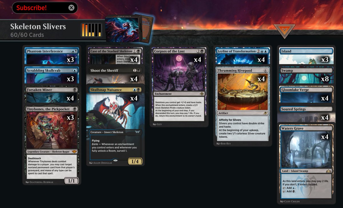 🦴 Skeleton Slivers. The deck you didnt know you needed. UNBEATEN on the ladder today 👀

Hivepool + Leyline of Trans + Skeletons for some wild trample hasty double strike action

Deck List in alt 
Vid - youtu.be/tWPOTlBvcik

<a href="/fireshoes/">Robert Taylor 🔥 🔜 PT SOS</a> #mtgeoe #mtgarena #mtgeternities