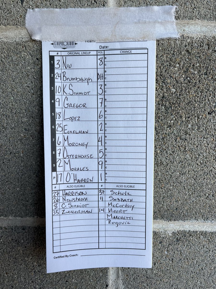 FalCCBL's tweet photo. Lineups for tonight at Bourne: https://t.co/pM00PzQEiS