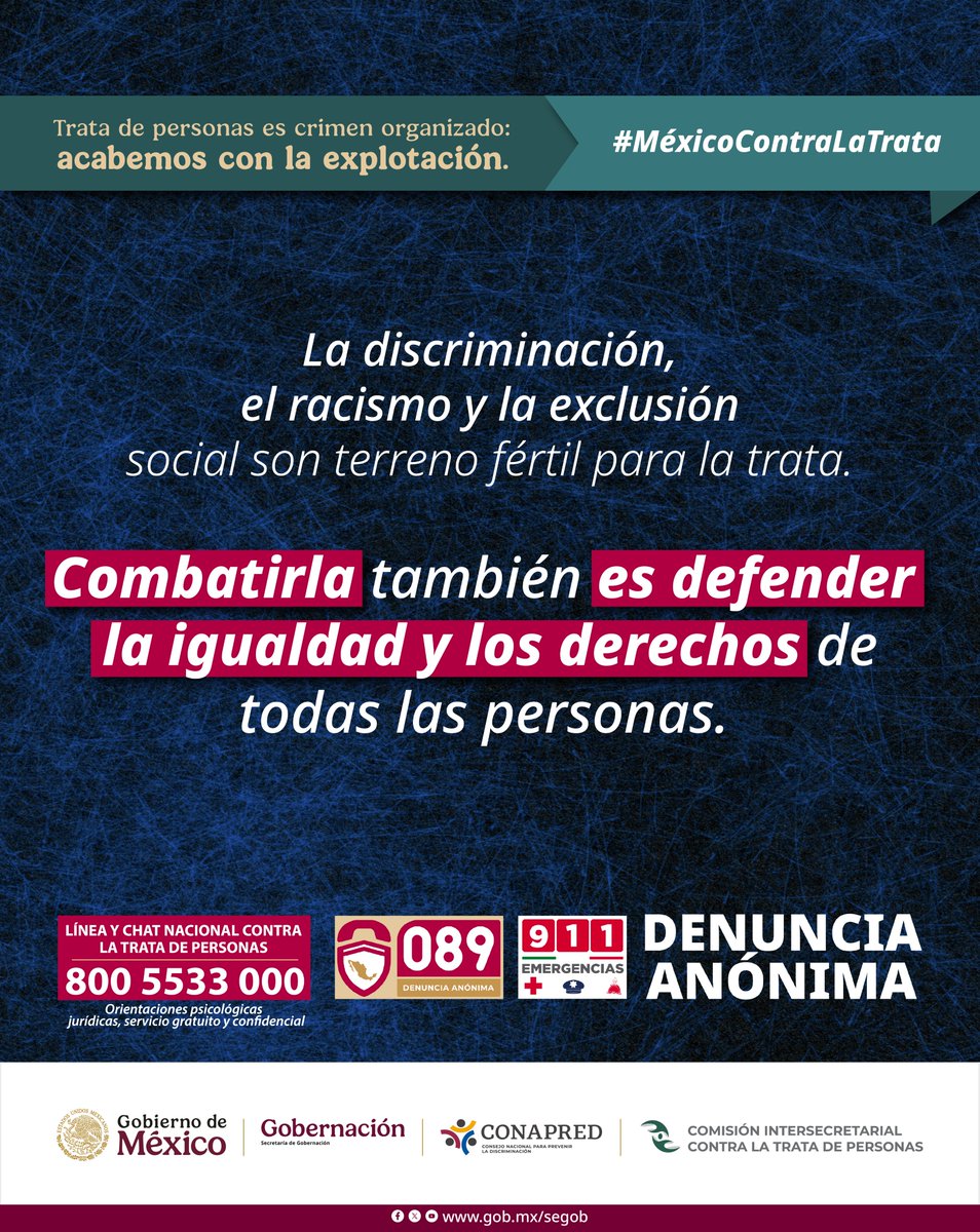 Cada persona tiene derecho a la libertad y a la dignidad, la trata de personas es un crimen organizado. 

🔴Acabemos con la explotación.

#MéxicoContraLaExplotación 
#TabascoContraLaExplotación
#FGETabasco