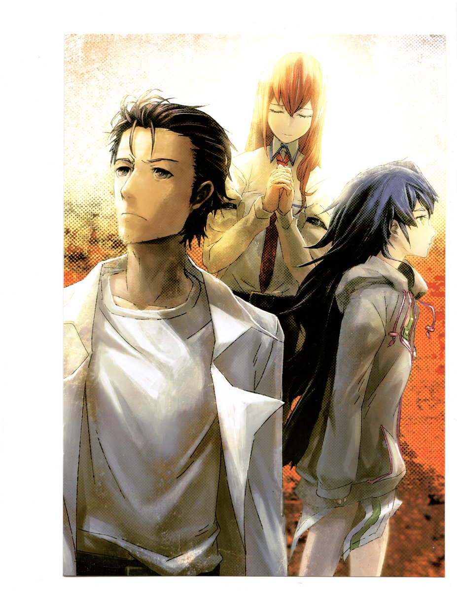 Elohim_Essaim9's tweet photo. artwork of okabe, kurisu, and maho by huke https://t.co/lp0VuNGROX