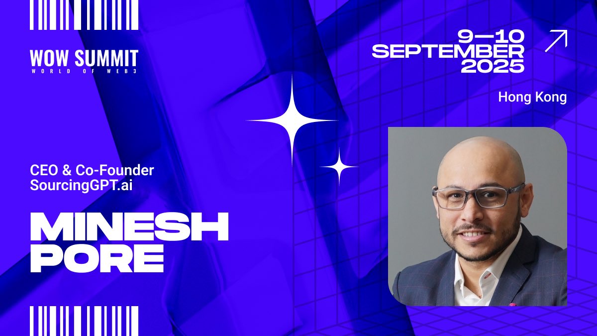 WOW Summit (@wowsummitworld) on Twitter photo Welcoming <a href="/MineshPore/">Minesh Pore</a>, CEO & Co-Founder of SourcingGPT.ai, to the #WOWSummit stage!
With AI transforming procurement, SourcingGPT saves 250+ hours per SKU — from supplier discovery to RFQ comparison.
Your AI sourcing agent that works while you sleep.
Join us in Hong Welcoming <a href="/MineshPore/">Minesh Pore</a>, CEO & Co-Founder of SourcingGPT.ai, to the #WOWSummit stage!
With AI transforming procurement, SourcingGPT saves 250+ hours per SKU — from supplier discovery to RFQ comparison.
Your AI sourcing agent that works while you sleep.
Join us in Hong