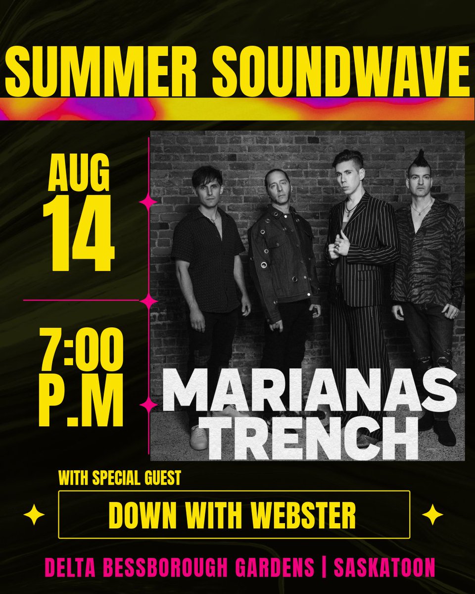 SASKATOON!!

We're in the home stretch now. We can't wait to see you on August 14th with our pals @downwithwebster 💛

🎟 Tickets at marianastrench.net/#tour

#marianastrench #saskatoon #saskatchewan #summerconcert #festival #downwithwebster #concert #livemusic #saskatoontodo