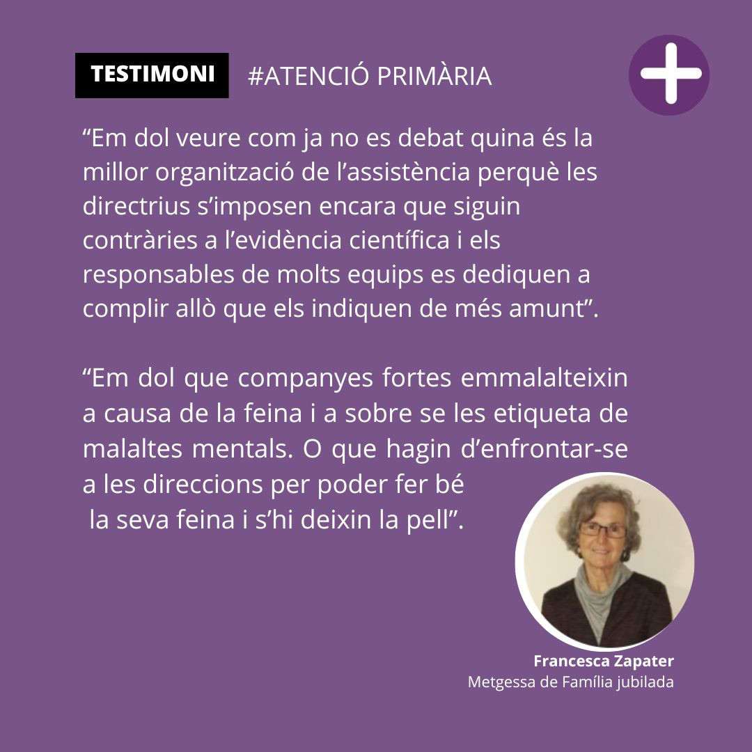 OPINIÓ | "Em dol i em fa ràbia que en deu anys cap alt responsable s’hagi pres seriosament l’#atencióprimària, que no apreciï el seu paper #fonamental en la #salut de la població, i que no hi posi solucions".    

✍🏼Francesca Zapater (<a href="/CescaZapater/">Francesca Zapater</a> )

diarisanitat.cat/em-dol-aquesta…