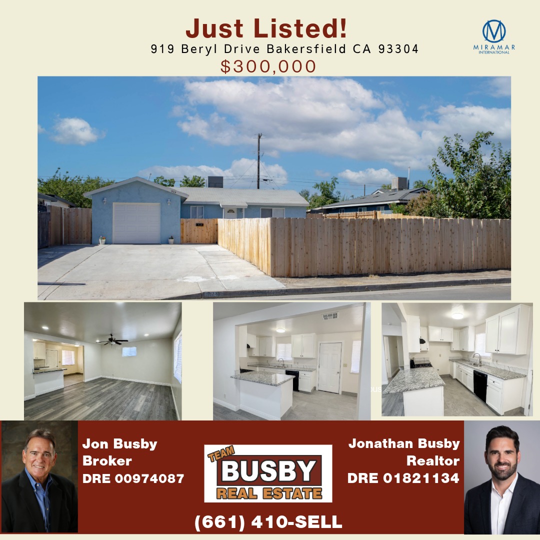 Teambusby1's tweet image. Jon Busby Broker DRE 00974087
Jonathan Busby DRE 01821134
Miramar International DRE 01866121
📞 Call 661-410-SELL
#JustListed #CharmingHome #RealEstate #OpenConceptLiving #HomeSweetHome #TeamBusby #ForSale #HouseGoals #DreamHome #NewListing