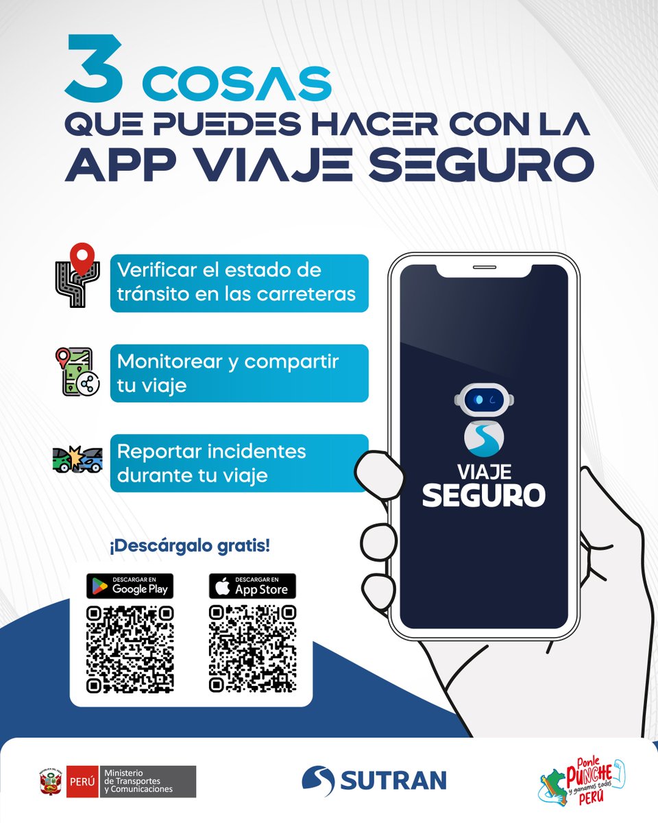 ¿Vas a viajar por carretera? 🚌
Antes de subirte a un bus, échale una mirada rápida a la app Viaje Seguro.
Hazlo fácil. Hazlo seguro.
📶 Android: Viaje Seguro - Apps on Google Play
📶 iOS: apple.co/35iHqN0
#ComprometidosConTuSeguridad
