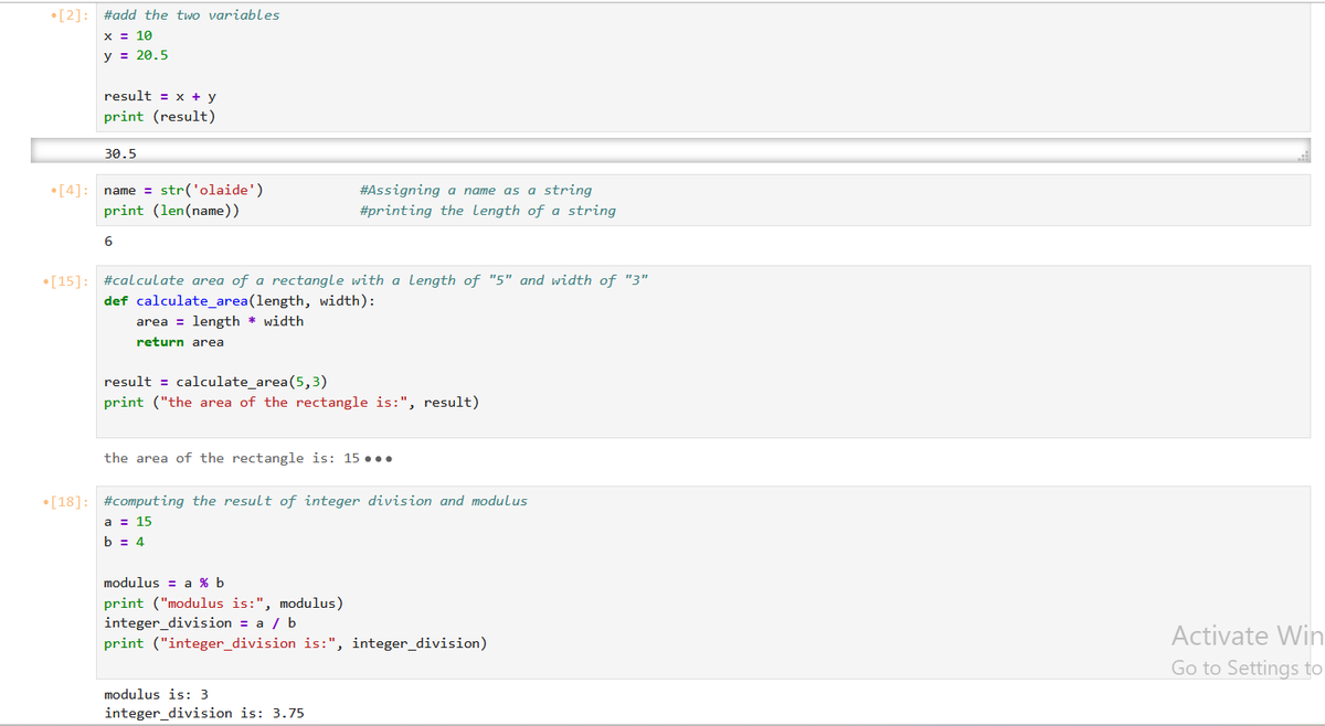 Tttinuke's tweet photo. week 1 on #pythonprogramming  with #TDI 📉📈
this week, I learnt about variables, data types, basic arithmetic, operators and functions.
@DabereNnamani @JudeRaji_ @TDataImmersed https://t.co/pTDtE6JIYH