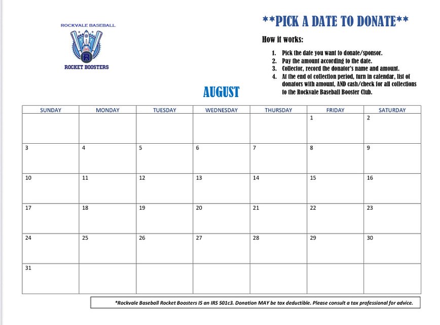RV_BB_SBbooster's tweet photo. We’re excited to kick off our first fundraiser for the 2025-2026 season! 
Our players and booster club members are  working to •Fill the Calendar•

Find your favorite Rockvale player to make your pledge or reach out for information on how to donate directly to the Booster Club! https://t.co/TFgGFjB2lc