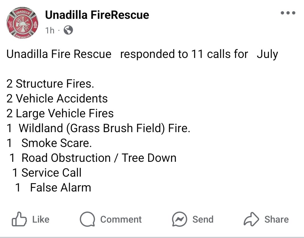 UFR  July  2025  Activty report
#UnadillaGeorgia
#UnadillaFireRescue
#CityofUnadillaGa