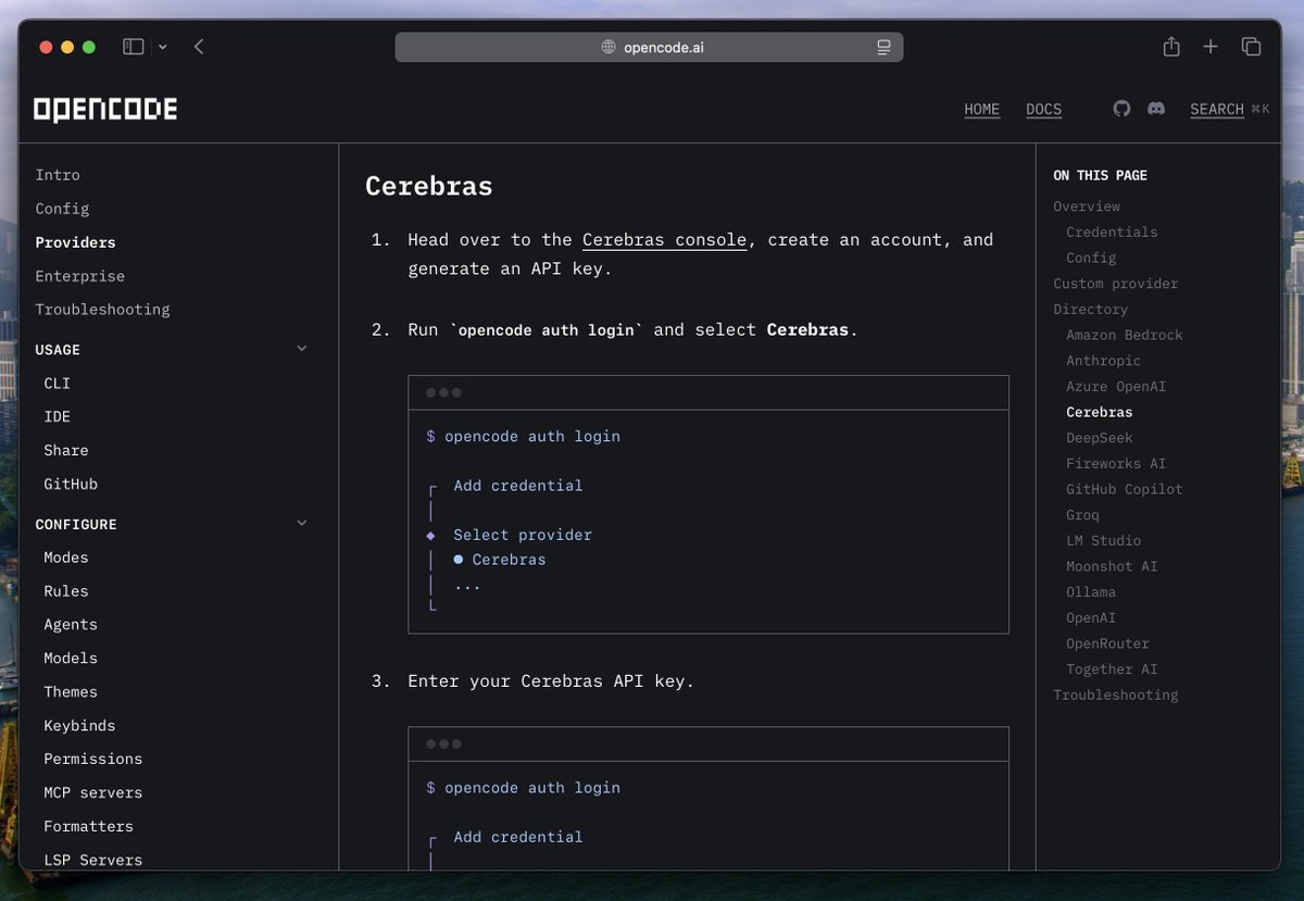 Added Cerebras to our docs.