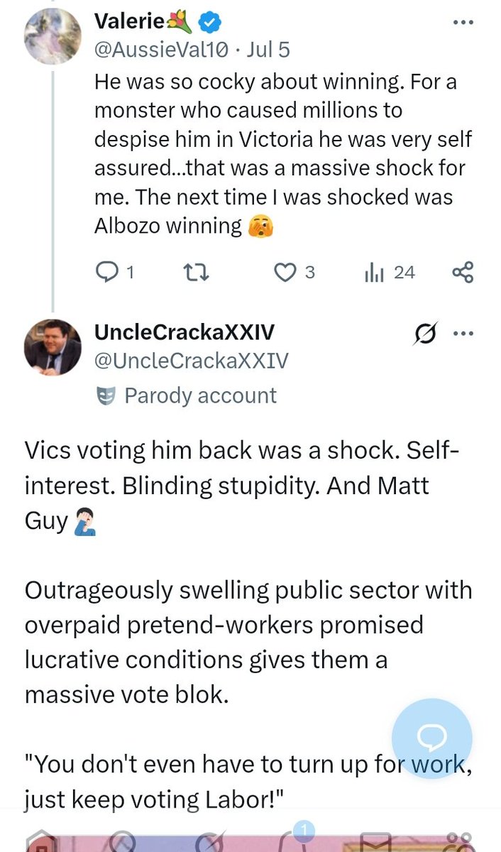 UncleCrackaXXIV's tweet image. Bahahahaha told ya&apos;s.

Labor has literally bought the biggest voting blok in Australia- the 3 million government pretend-workers in the public sector.

&quot;Keep voting for us and we&apos;ll pay you ludicrous amounts to do stuff-all. You don&apos;t even have to turn up if you can&apos;t be fucked!&quot;