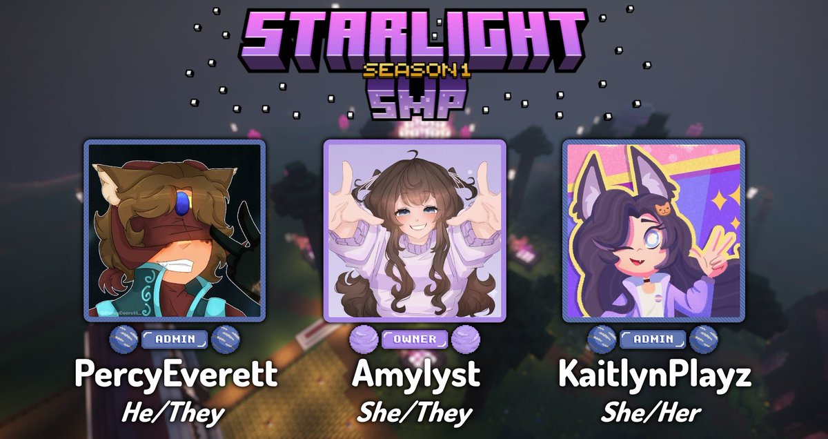 Starlight SMP (@starlightsmp__) on Twitter photo Introducing our Admins who make the SMP possible! ✨
<a href="/PercyEverett_/">PercyEverett has EMERGENCY COMMS OPEN</a> <a href="/Amylyst/">Amylyst ✨ SMP Owner Era :3</a> <a href="/TheKaitlynPlayz/">KaitlynPlayz | EN Catgirl Vtuber</a>
Watch them live at the Season 1 launch on Saturday 9th August @ 7pm BST!! 🎥 Introducing our Admins who make the SMP possible! ✨
<a href="/PercyEverett_/">PercyEverett has EMERGENCY COMMS OPEN</a> <a href="/Amylyst/">Amylyst ✨ SMP Owner Era :3</a> <a href="/TheKaitlynPlayz/">KaitlynPlayz | EN Catgirl Vtuber</a>
Watch them live at the Season 1 launch on Saturday 9th August @ 7pm BST!! 🎥