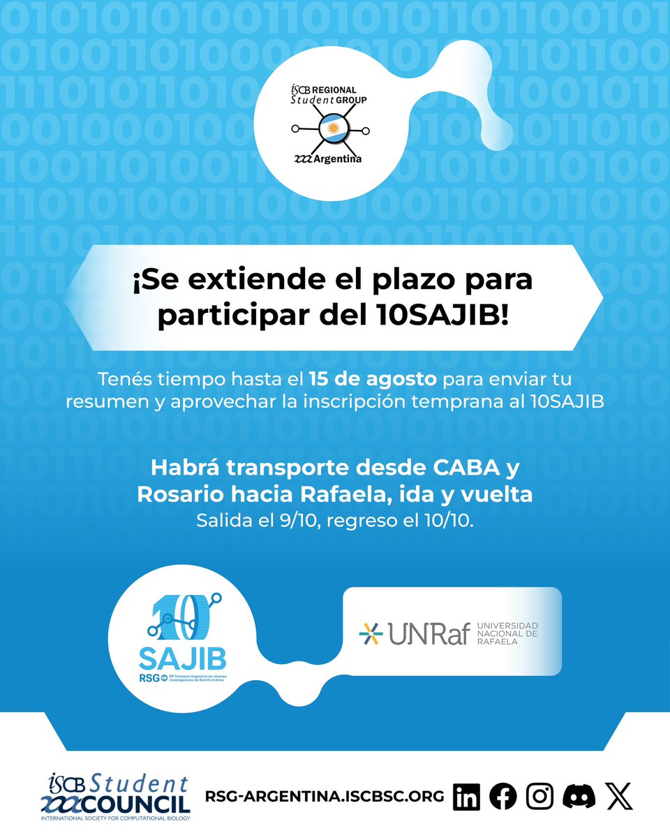🚨 ¡Última oportunidad para enviar tu trabajo al #10SAJIB! 🚨
📝 Extendimos la fecha límite para el envío de resúmenes hasta el 15 de agosto.