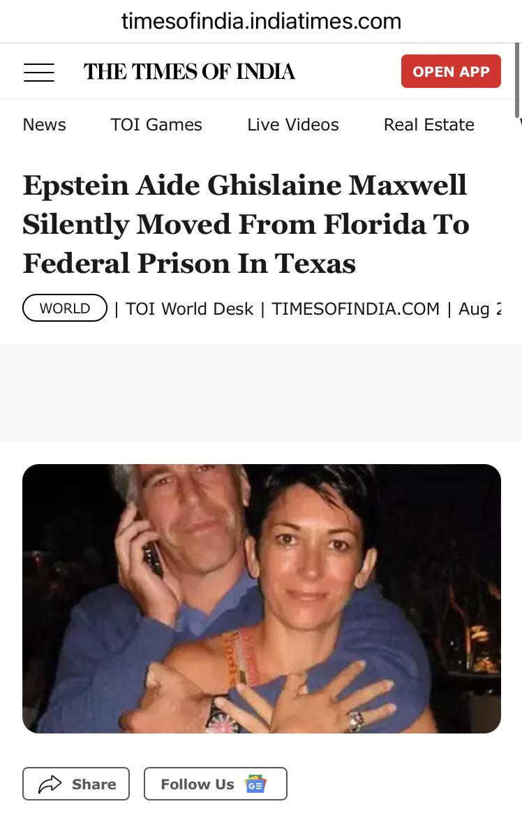 Thai Zombie (@tomstraw01) on Twitter photo The world is watching us and it’s not a good look for America. timesofindia.indiatimes.com/world/us/epste… Epstein aide Ghislaine Maxwell silently moved from Florida to federal prison in Texas - Times of India The world is watching us and it’s not a good look for America. timesofindia.indiatimes.com/world/us/epste… Epstein aide Ghislaine Maxwell silently moved from Florida to federal prison in Texas - Times of India