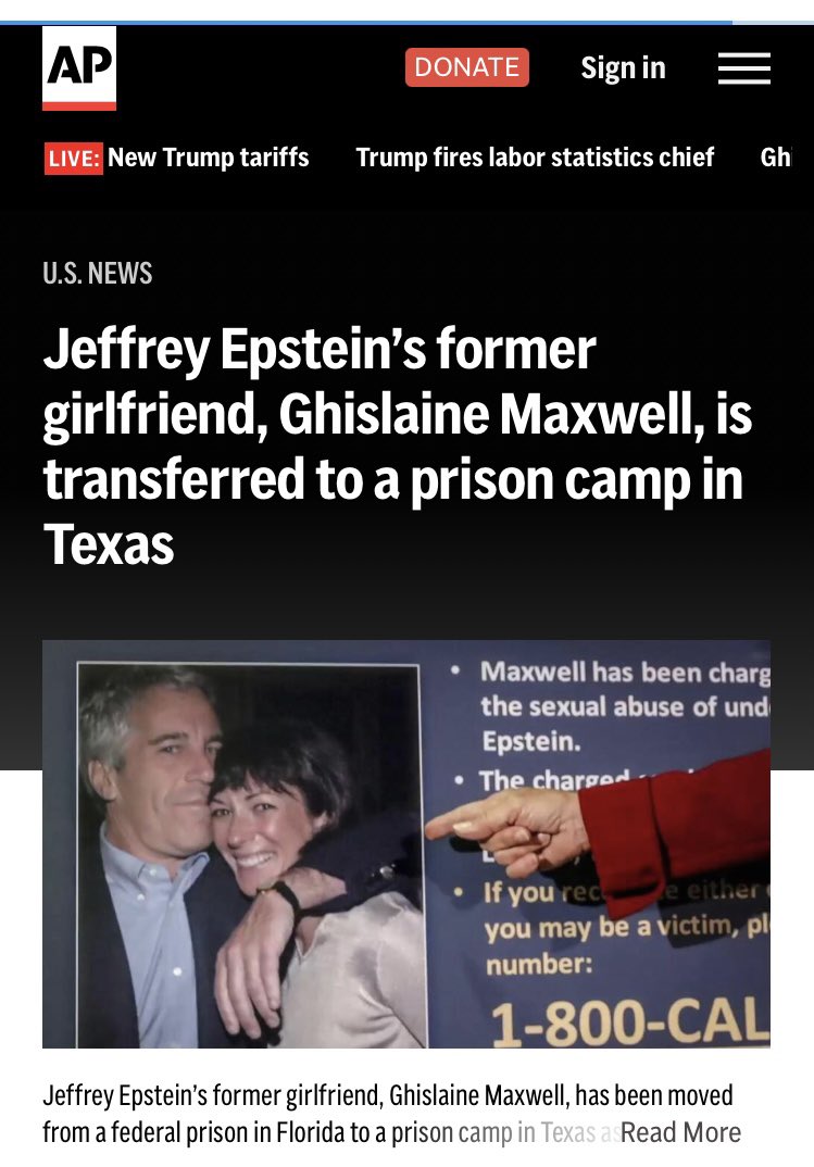 Thai Zombie (@tomstraw01) on Twitter photo apnews.com/article/epstei… Former Epstein girlfriend Ghislaine Maxwell transferred to prison camp in Texas | AP News apnews.com/article/epstei… Former Epstein girlfriend Ghislaine Maxwell transferred to prison camp in Texas | AP News