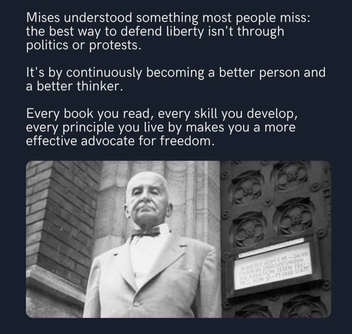 edardev's tweet photo. “Politics won’t save you.
But becoming a better thinker might.
Mises was ahead of his time.” https://t.co/yGJpmkXKoP