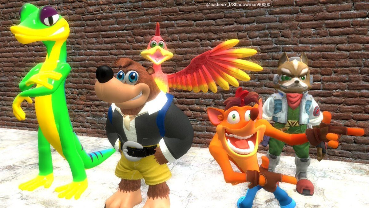 cadieux_t's tweet image. Here is your request @DarrickMarty92. I hope it wasn't too much for my laptop to handle 

Gmod screenshot taken by me 

#BanjoKazooie #Gex #CrashBandicoot #StarFox #GMOD