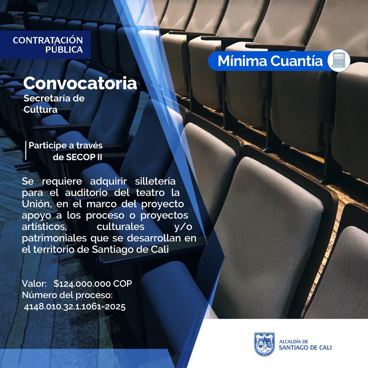 Contratación Pública (@calicontrata) on Twitter photo 📢Atención📢
Aviso de convocatoria
Modalidad: Mínima Cuantía
Más información: shorturl.at/51pJG
<a href="/CaliCultura/">Secretaría de Cultura - Santiago de Cali</a> 📢Atención📢
Aviso de convocatoria
Modalidad: Mínima Cuantía
Más información: shorturl.at/51pJG
<a href="/CaliCultura/">Secretaría de Cultura - Santiago de Cali</a>