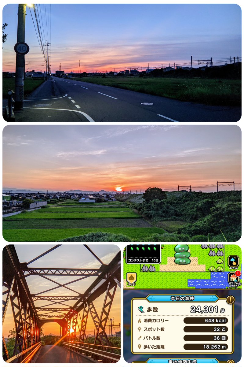 四時からめっさ歩いて朝日見てきました🌅
健康的！(*｀･ω･)ゞ
#ドラクエウォーク