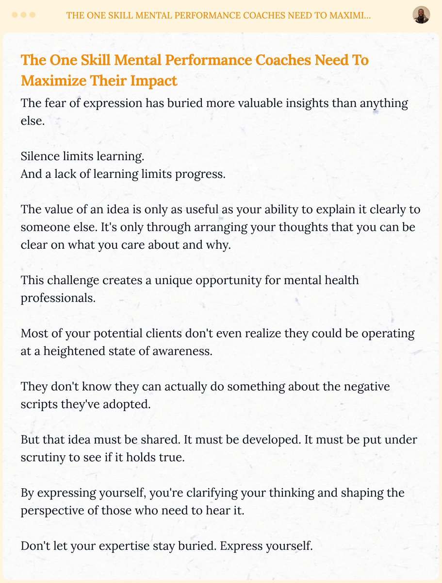 Why good coaches struggle to share their ideas.