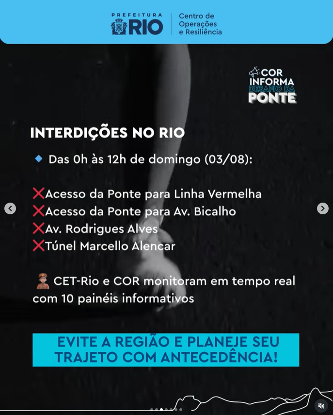 🚧🏃‍♂️DESAFIO DA PONTE: INTERDIÇÕES E MUDANÇAS NO TRÂNSITO NESTE DOMINGO (03/08)

A tradicional corrida entre Niterói e o Rio está de volta e vai reunir 5 mil atletas cruzando a Ponte Rio-Niterói!  Para garantir a segurança viária, vias em Niterói e no Centro do Rio terão bloqueios