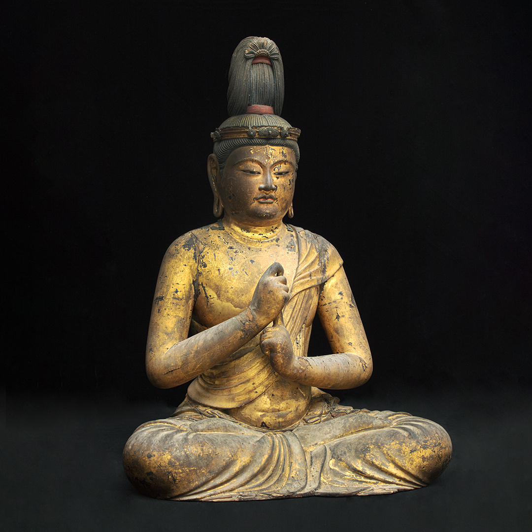 hanzomon_museum's tweet image. Seated Mahāvairocana (Dainichi Nyorai)
Important Cultural Property
Kamakura period, presumably Kenkyu 4 (1193)

The mudra this Buddha forms with both hands is the wisdom fist mudra (chiken-in) that symbolizes wisdom. 

Photographed by Tomohiro Muda
hanzomonmuseum.jp