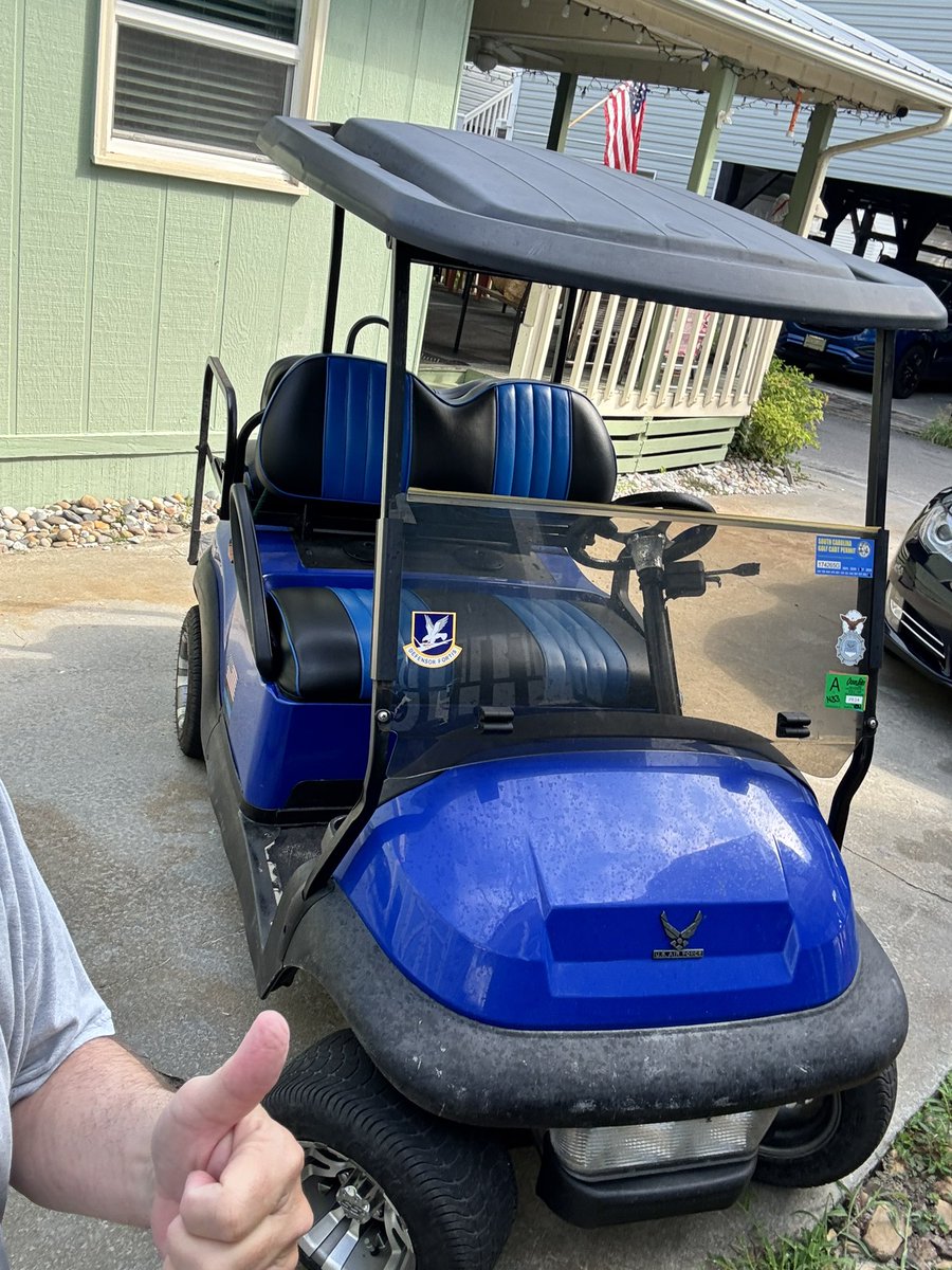 Hey friends. Missing X for a day. 5 hour trip to beach. Got here and golf car ready to cruise!