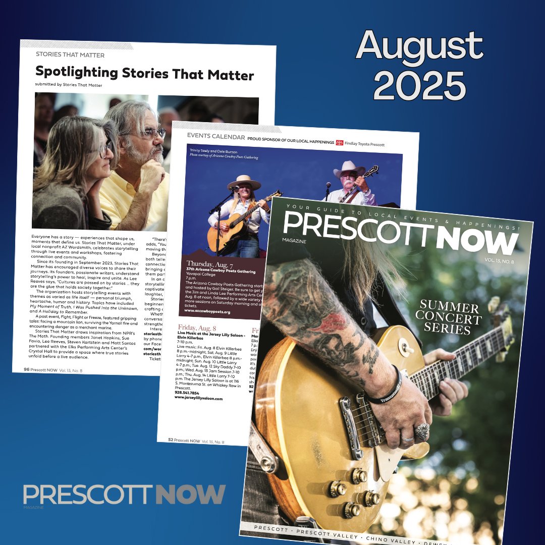 Pick up a FREE copy of our August issue and see what's happening this month in your hometown! A digital edition is available on our website.
⭐️ prescott-now.com/copies

#prescott #prescottvalley #chinovalley #chinovalleyAZ #yavapaicounty #deweyhumboldt #prescottnow #roxmedia