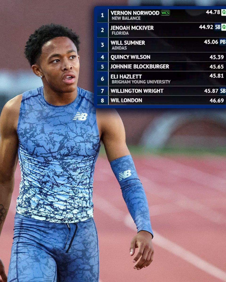 After running 44.10 this season, 17-year-old Quincy Wilson finishes 5th in his 400m heat and will not advance to the national championships 400m final. #USATFOutdoors