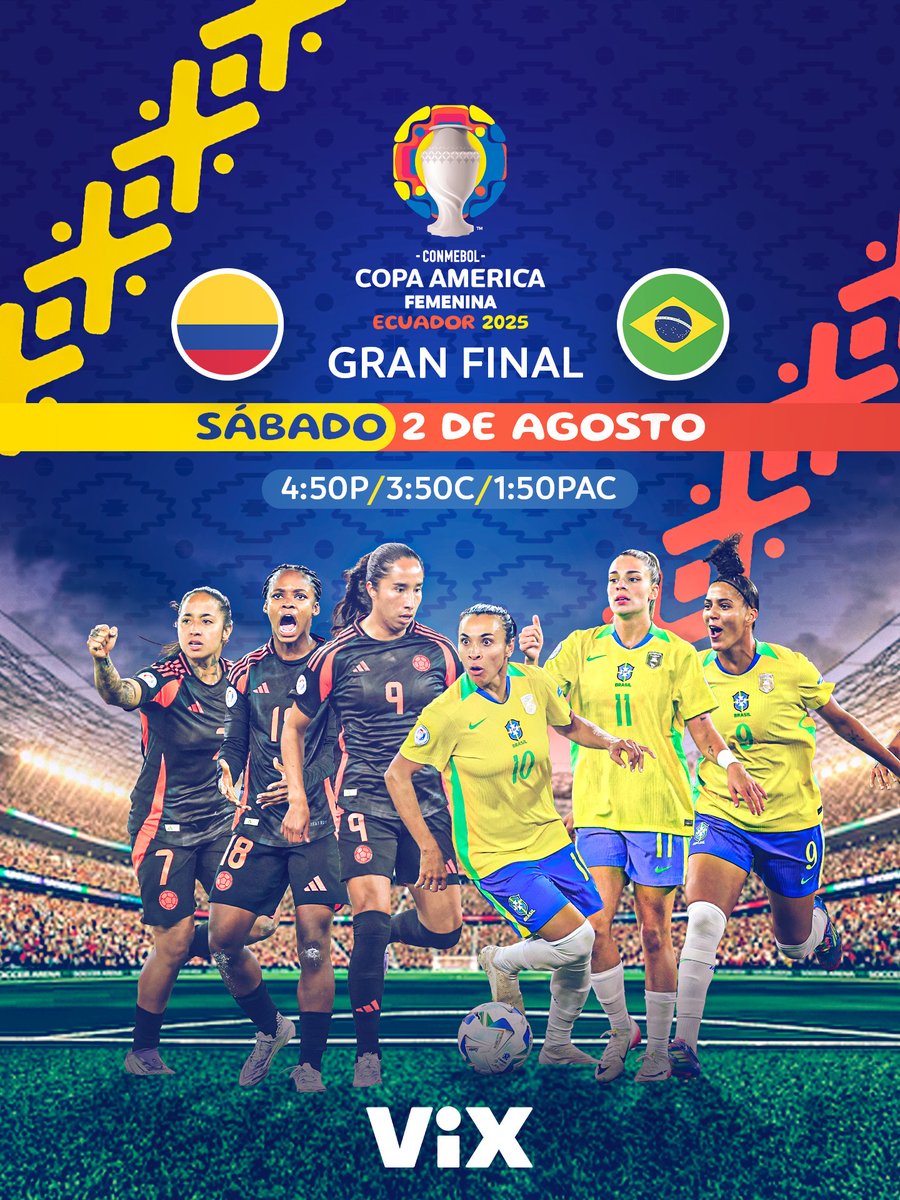 Llegó el día de la Gran Final de #EllasEnCopaAmerica 🏆🪄

🇨🇴 El ritmo y sabor de las colombianas ante la samba de las brasileñas 🇧🇷

En streaming por <a href="/VIX/">ViX</a> 📲bit.ly/3ykBGmd