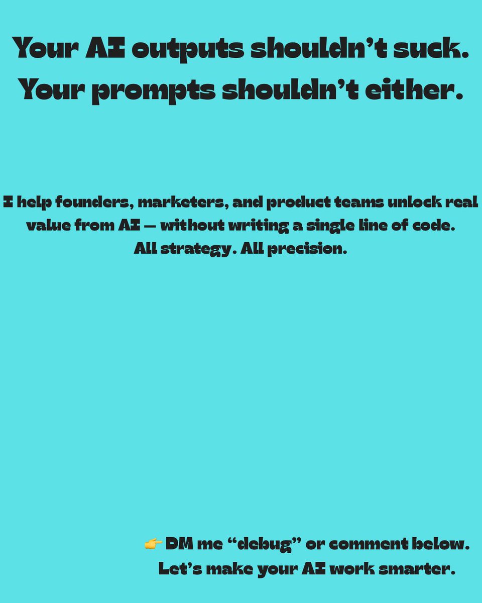 Loc_GT_1's tweet image. In this carousel I break down:
•Why your outputs feel off
•How I debug prompts using logic and clarity
•A before vs after that actually converts
Comment “debug” or DM me — I’ll show you how to make your AI actually work.
#PromptEngineer #AIBuilders #DebuggingAI #Tech