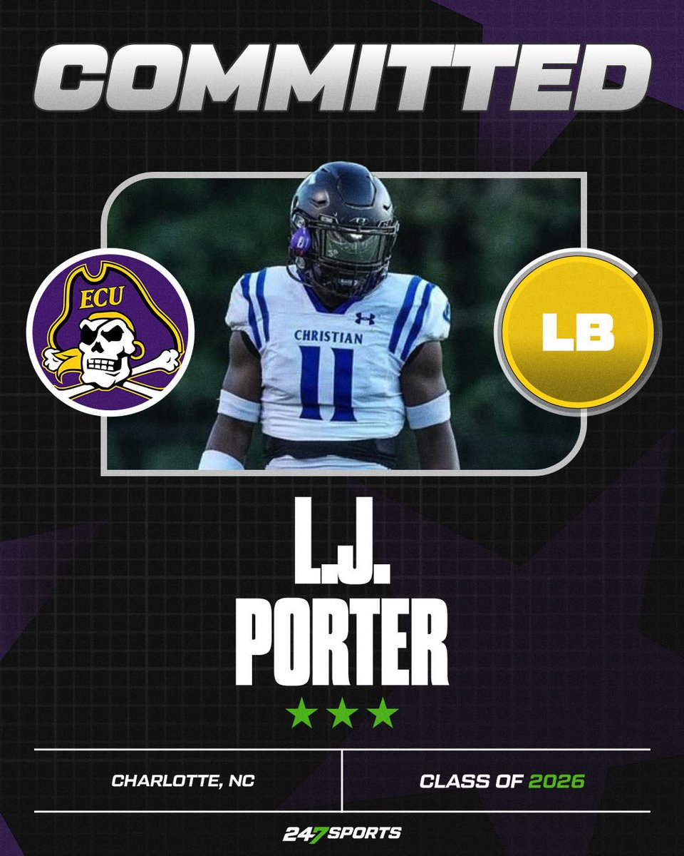 BREAKING: Three-star LB LJ Porter has announced his commitment to East Carolina

247sports.com/college/east-c…