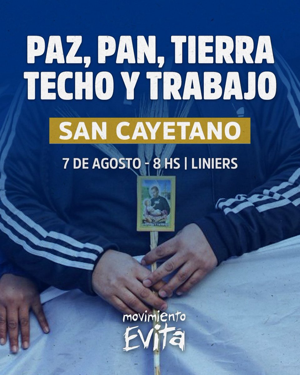 Este 7 de agosto, peregrinamos por San Cayetano desde Liniers hasta Plaza de Mayo.

Marchamos bajo el legado de Francisco y el clamor del pueblo por Paz, Pan, Tierra, Techo y Trabajo.
